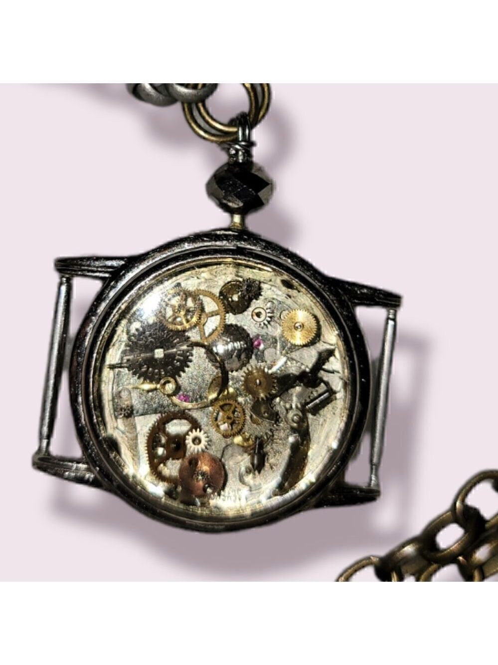 Vintage Watch Parts Resin Necklace # N42